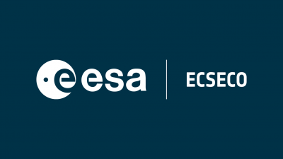 European Centre for Space Economy and Commerce Logo. ESA's acronym is on the left, and the ECSECO acronym is on the right.